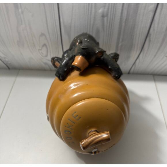 Y2K Honour Pottery Black Bear And Beehive Leaning Or Standing Cookie Jar - Picture 12 of 12